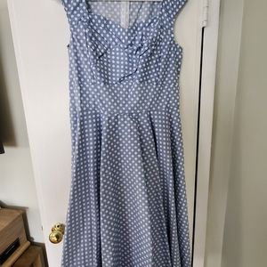 Vintage style blue polka dot dress